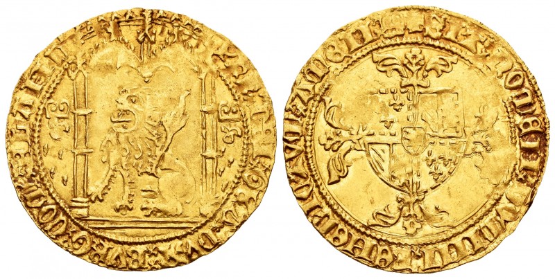 Belgium. Philippe le Bon. León de oro (Lion d'or). (1430-1467). Bruges. (Delmont...