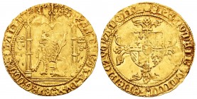 Belgium. Philippe le Bon. León de oro (Lion d'or). (1430-1467). Bruges. (Delmonte-489). (Fried-185). Anv.: PHSx DEIx Gx DVXx BVRGx COx FLAND. León sen...