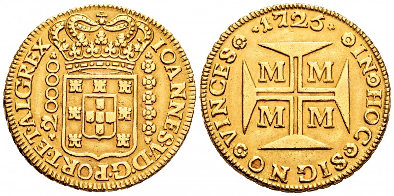 Brazil. Joao V. 20000 reis. 1725. Minas Gerais. M. (Km-117). (Gomes-106.02). (Fr...