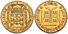 Brazil. Joao V. 20000 reis. 1727. Minas Gerais. M. (Km-117). (Gomes-106.04). (Fried-33). Au. 53,58 g. Rare. Almost XF. Est...5000,00.