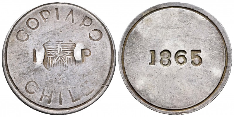Chile. 1 peso. 1865. Copiapo. (Km-4). Ag. 21,53 g. Minted during the lock of “Pu...