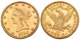 United States. 10 dollars. 1890. Carson City. CC. Au. 16,74 g. Very rare. AU. Est...2000,00.