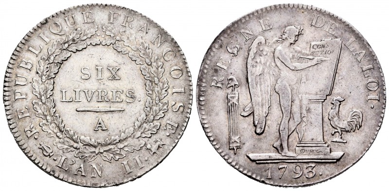 France. Louis XVI. Ecu de 6 livres. 1793 (L´AN II). Paris. A. (Km-624). (Gad-58)...