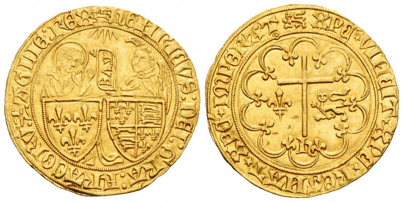 France. Henry VI. Salut d´or. (1422-1453). Rouen. (Elias-270c). (Schneider-112)....