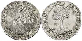 Central American Republic. 8 reales. 1846/2. Guatemala. AE/MA. (Km-4). Ag. 27,03 g. Overdate and rectified assayers and legend. CREZCA over CRESCA. On...