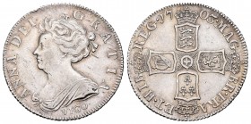 United Kingdom. Anna. 1 shilling. 1703. (Km-517.1). Ag. 5,99 g. VIGO below the queen´s bust. Scarce. Choice VF. Est...450,00.