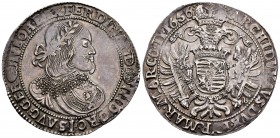 Hungary. Ferdinand III. 1 thaler. 1656. Kremnitz. KB. (Km-107). (Dav-3198). Ag. 28,56 g. Attractive old cabinet tone. AU. Est...600,00.
