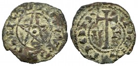 Portugal. Afonso I o Conquistador. Dinheiro. (1128-1185). (Gomes-05.03, como única). Anv.: +REX PORT. Pentagrama, punto en el centro. Rev.: ALFONSIS. ...