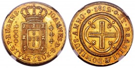 Portugal. Joao, Prince Regent. 4000 reis. 1812. Rio de Janeiro. R. (Gomes-34.18). (Fried-95). Au. Attractive piece with beautiful color and reddish to...