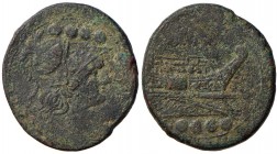 Anonime - Triens (215-212 a.C.) Testa di Minerva a d. - R/ Prua a d., sopra, ROMA – Cr. 41/7b AE (g 22,91) Corroso
MB