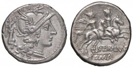Lucretia – Cn. Lucretius Trio - Denario (136 a.C.) Testa di Roma a d. - R/ I Dioscuri a d. – B. 1; Cr. 237/1 AG (g 3,52) 
BB+