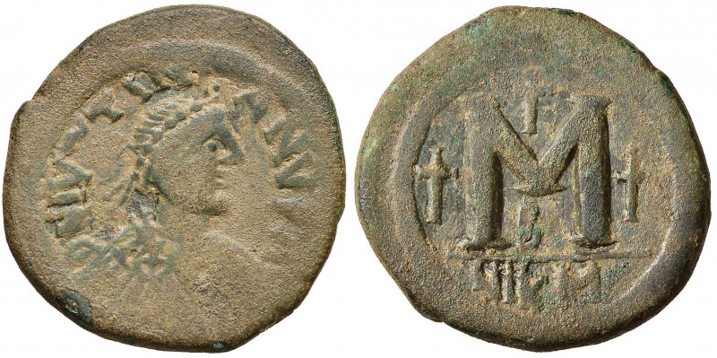 BISANZIO Giustiniano I (527-565) Follis (Nicomedia) Busto a d. - R/ Lettera M – ...