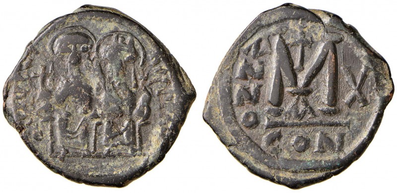 BISANZIO Giustino II (565-578) Follis (Costantinopoli) – Gli imperatori seduti d...