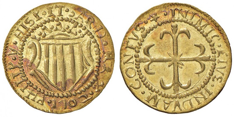 CAGLIARI Filippo V (1700-1719) Scudo d’oro 1702 – MIR 93/2 AU (g 3,20) Macchie r...