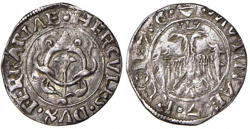 FERRARA Ercole I (1471-1505) Diamantino – MIR 263 AG (g 0,55) RRR Tondello ondul...