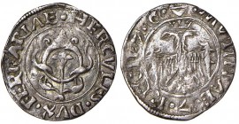 FERRARA Ercole I (1471-1505) Diamantino – MIR 263 AG (g 0,55) RRR Tondello ondulato e ribattuto, moneta assai rara
BB+