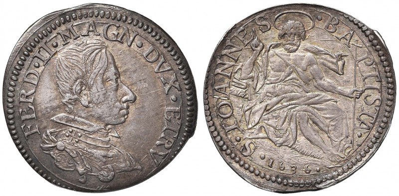 FIRENZE Ferdinando II (1621-1670) Testone 1636 – MIR 298 AG (g 9,38) R Bella pat...