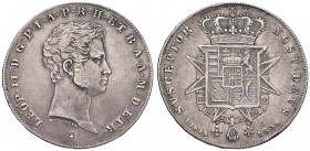 FIRENZE Leopoldo II (1824-1859) Mezzo francescone 1834 – MIR 451 AG (g 13,59) RRR Dall’asta Nomisma 27, lotto 231. Bordo restaurato
qBB