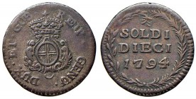 GENOVA Dogi Biennali (1528-1797) 10 Soldi 1794 – MIR 330/3 MI (g 2,89)
BB