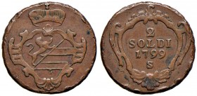 GORIZIA Francesco II (1792-1805) 2 Soldi 1799 – Gig. 8 CU (g 5,60)
qBB