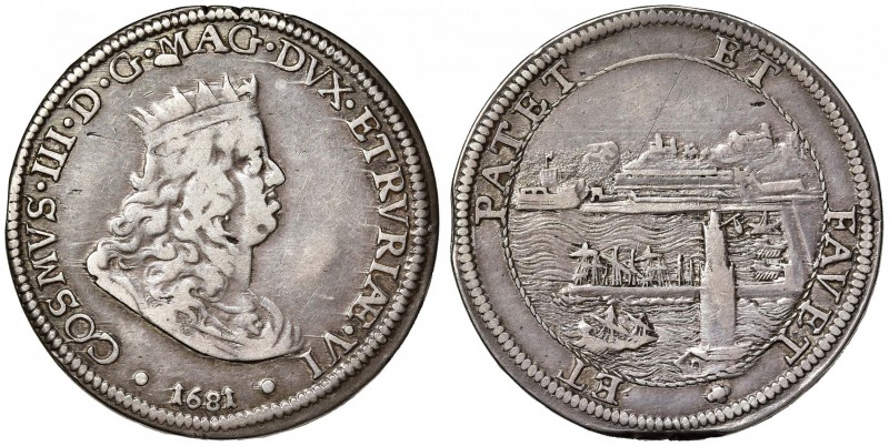 LIVORNO Cosimo III (1670-1723) Tollero 1681 – MIR 64/4 (indicato R/3) AG (g 26,8...