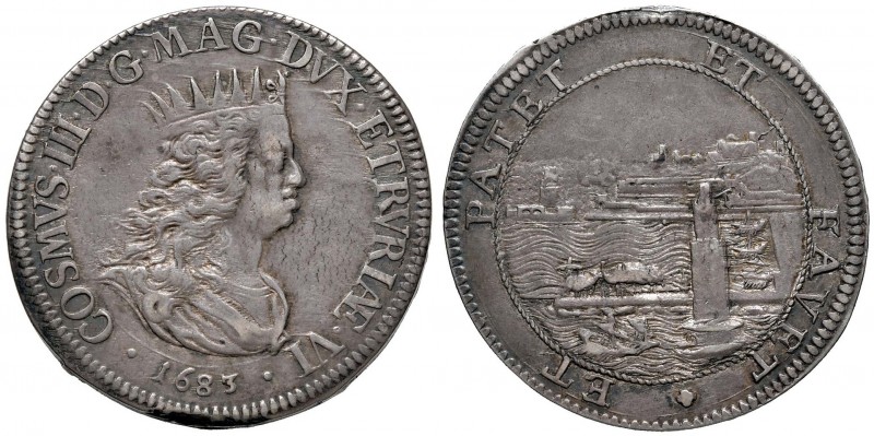 LIVORNO Cosimo III (1670-1723) Tollero 1683 – MIR 64/5 AG (g 27,22) Screpolature...