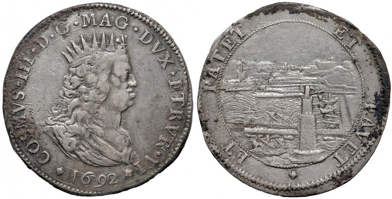 LIVORNO Cosimo III (1670-1723) Tollero 1692 – MIR 64/9 AG (g 26,71) Porosità dif...