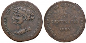 LUCCA Elisa e Felice Baciocchi (1805-1814) 5 Centesimi 1806 – Gig. 9 CU (g 9,49)
BB