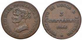 LUCCA Elisa e Felice Baciocchi (1805-1814) 3 Centesimi 1806 – Gig. 10 CU (g 5,88)
BB