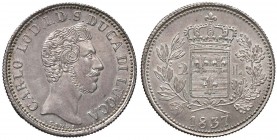 LUCCA Carlo Ludovico (1824-1847) 2 Lire 1837 – MIR 258 AG (g 9,54) Piccoli graffi al D/
FDC