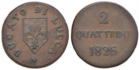 LUCCA Carlo Ludovico (1824-1847) 2 Quattrini 1826 – Gig. 15 CU (g 1,72)
SPL