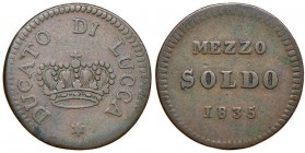 LUCCA Carlo Ludovico (1824-1847) Mezzo soldo 1835 – Gig. 16 CU (g 1,83)
BB