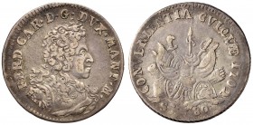 MANTOVA Ferdinando Carlo (1669-1707) 80 Soldi 1702 – MIR 736/2 AG (g 6,61)
BB