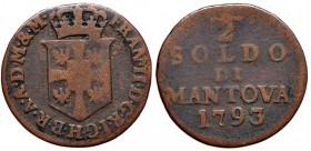 MANTOVA Francesco II (1792-1800) ½ Soldo 1793 – Gig. 21 CU (g 1,09)
qBB