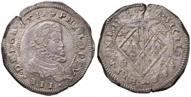 MESSINA Filippo III (1598-1621) Scudo 1611 – Spahr 3/4; MIR 343/2 AG (g 31,63) R Frattura del tondello, bella patina
qSPL