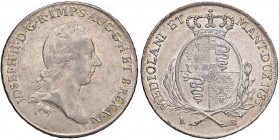 MILANO Giuseppe II (1780-1790) Scudo 1785 – MIR 446/5 AG (g 23,12) Minimi graffietti di conio al R/ 
SPL/SPL+