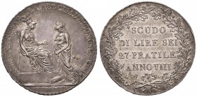MILANO Repubblica Cisalpina (1797-1802) Scudo A. VIII h 6 – MIR 477 AG (g 23,10) Bella patina delicata
SPL+
