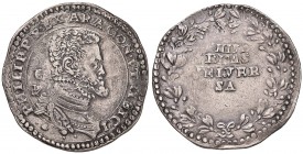 NAPOLI Filippo II (1556-1598) Ducato – MIR 169/1 AG (g 29,46) R Minimi graffietti diffusi ed una modesta porosità
BB+