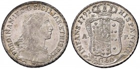 NAPOLI Ferdinando IV (1759-1816) Mezza piastra 1792 – Gig. 85 AG (g 13,65) Una modesta ossidazione al bordo, modesti graffietti di conio al R/
BB+/SP...