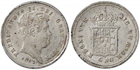 NAPOLI Ferdinando II (1830-1859) 10 Grana 1835 – P.R. 147 AG (g 2,30) RR
qFDC