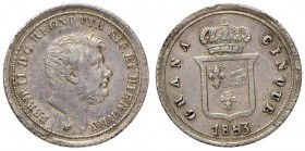 NAPOLI Ferdinando II (1830-1859) 5 Grana 1853 – Gig. 181 AG (g 1,16) Graffietti di conio al R/
SPL