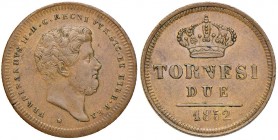 NAPOLI Ferdinando II (1830-1859) 2 Tornesi 1852 – Gig. 256 CU (g 6,03)
qSPL