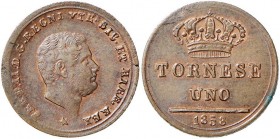 NAPOLI Ferdinando II (1830-1859) Tornese 1858 – Gig. 301 CU (g 3,12) Riflessi di rame rosso
qFDC