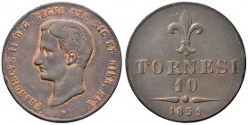 NAPOLI Francesco II (1859-1860) 10 Tornesi 1859 – Magliocca 809 Cu (g 31,21) Tracce di rame rosse
BB