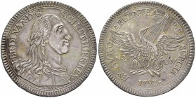 PALERMO Ferdinando III (1759-1816) Oncia 1793 – MIR 598/1 AG (g 68,21) Colpetto al bordo e graffi di conio al D/
SPL