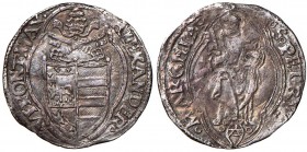 Alessandro VI (1492-1503) Ancona – Terzo di grosso – Munt. 24 AG (g 0,99) RR Piccole corrosioni diffuse al R/ ed un graffietto al D/ 
BB/MB