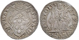 Pio IV (1559-1565) Testone – Munt. 1 AG (g 9,55) Bell’esemplare con una delicata patina
qSPL