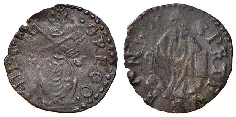 Gregorio XIII (1572-1585) Fano - Quattrino – Berman 1273 CU (g 0,41) Ondulazione...