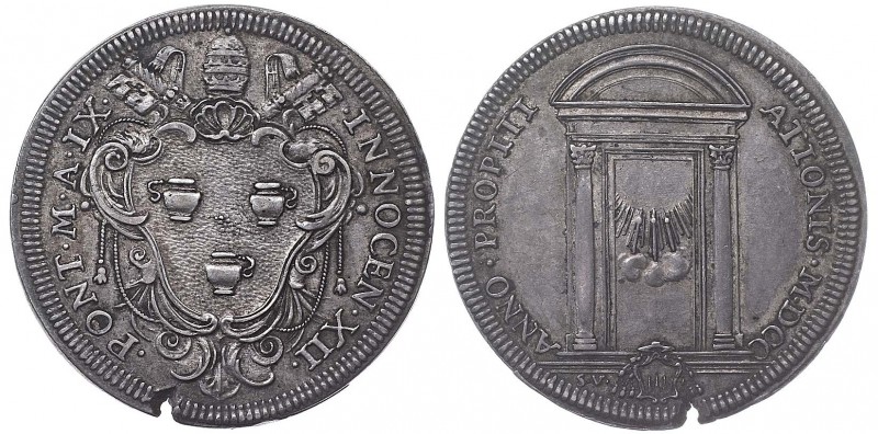 Innocenzo XII (1691-1700) Testone 1700 A. IX – Munt. 37 AG (g 9,12) Bella patina...