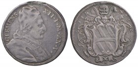 Clemente XII (1730-1740) Testone 1735 A. V – Berman 2634 AG (g 8,09) Traccia d’appiccagnolo, graffietti 
MB+